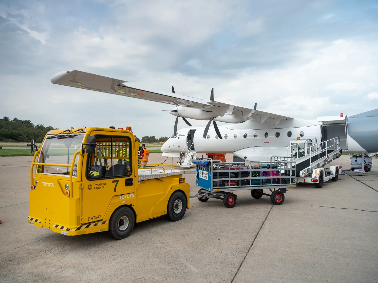 Heart Aerospace X1 prototype on an airport apron during ground-handling tests.